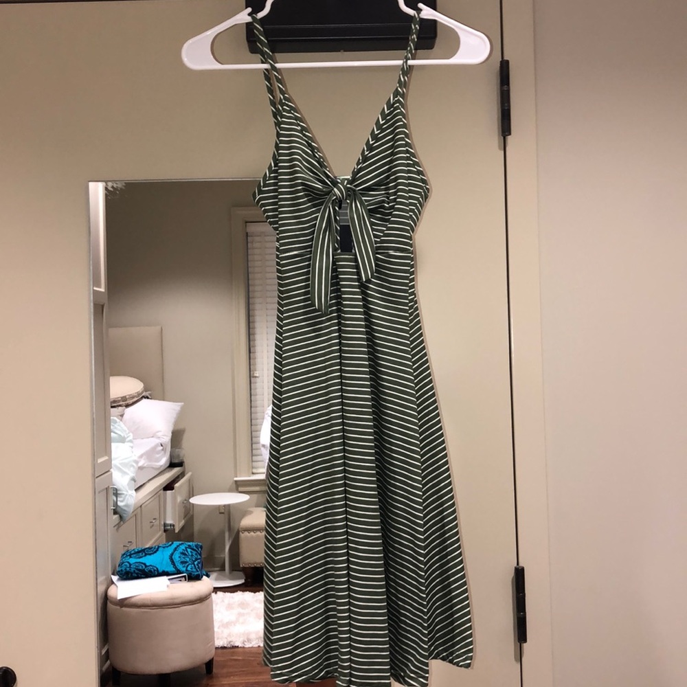 Green and White Striped Dress